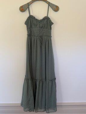 Patrons of Peace Sage Green Spotted Maxi Dress